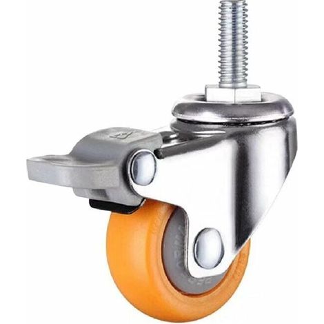 SHINING HOUSE Robuste Transportrollen mit Bremse, 360-Grad-Drehgelenk, perfekt für kleine Möbel (Orange, Abmessungen: 32 mm, M6×15), 5 Stück (1/5)