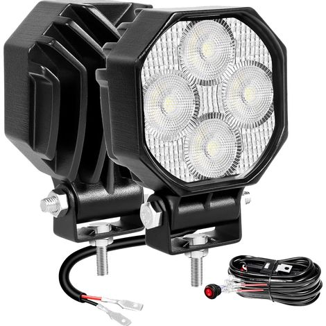 Luz de trabajo LED, construcción duradera, diseño impermeable, haz de luz amplio de 2x16W, 3000LM-a (1/2)