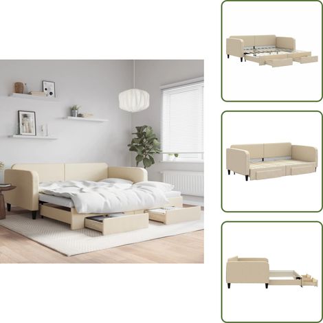 Almacenamiento - vidaXL Sofá cama nido con cajones tela color crema 100x200 cm - Sofá cama doble