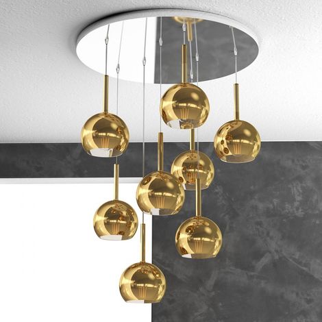 Plafoniera moderna top light future 1155cr s8 tp e27 led vetro pirex soffiato, vetro oro