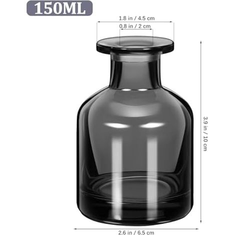 Lot de 2 flacons diffuseurs cylindriques rechargeables en verre de 150 ml pour la maison, le bureau, la voiture, l'aromathérapie - Gris clair (1/5)