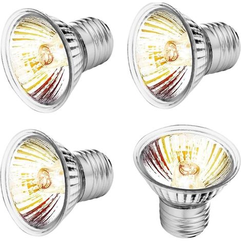 CCYKXA Reptile Heat Bulbs, 4 Pieces 50W Terrarium Heat Bulb E27 UVA UVB Dimmable Turtle Terrarium Lamp for Lizard, Turtle, Bearded Dragon, Snake, Chick (1/5)