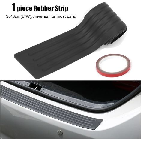 (Bande de caoutchouc) Autocollants de protection de seuil de coffre arrière de voiture,protection de porte,accessoires décoratifs en fibre de carbone pour Tesla Model 3 Y (1/3)