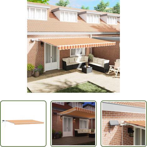 Ombrage extérieur - Auvent Rétractable Jaune et Orange 500 × 300 cm Tissu et acier (1/5)