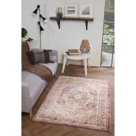 Nova 9047A Traditional Vintage Classical Bordered Medallion Terracotta Rug Floor Mat Carpet Large 160 x 220 cm (5'3"x7'3") (1/4)