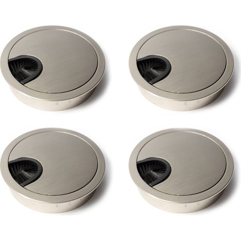 Set de 4 Passe-Câbles avec Brosse pour Bureau, Table et Plan de Travail - Diamètre 80 mm Organisation Câbles Électriques et Informatiques (1/5)