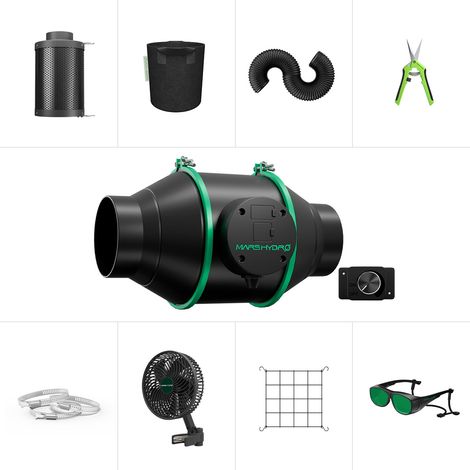 Mars Hydro – Ventilateur de conduit intelligent 100mm – Débit d'air 205 CFM – Variateur de vitesse et application mobile – Pour culture indoor