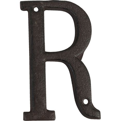 Lettre Décorative R en Fer Marron - Style Rustique et Industriel - 8 x 1 x 13 cm - PANGIVO