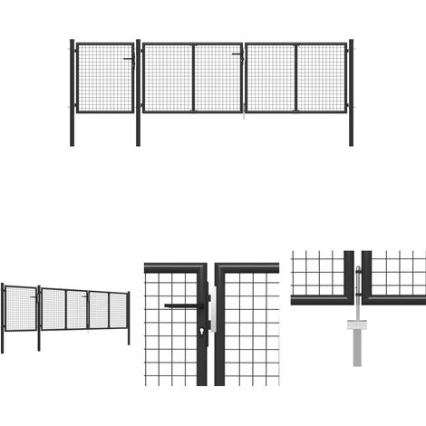 The Living Store - Gartentor Stahl 400 x 100 cm Anthrazit (1/5)
