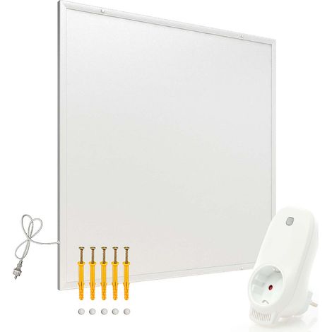 Wiltec Kit Panneau chauffant infrarouge avec themostat – 290 W – 620 x 520 x 15 mm – Chauffage IR électrique mural – Émetteur Radiateur à Rendement efficace