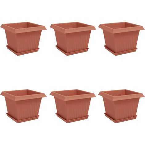 Maison Exclusive - Vasi per Piante 6 pcs Rosso Mattone 23 x 23 x 17,5 cm Plastica