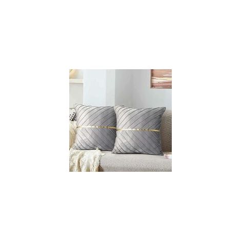 Grey Velvet Cushion 45 x 45 cm Decorative Sofa Cushion Pillowcase Soft Decoration Pillow Seat Cushion for Living Room Bedroom Office Car Sofa Chair Garden Set of 2 (1/5)