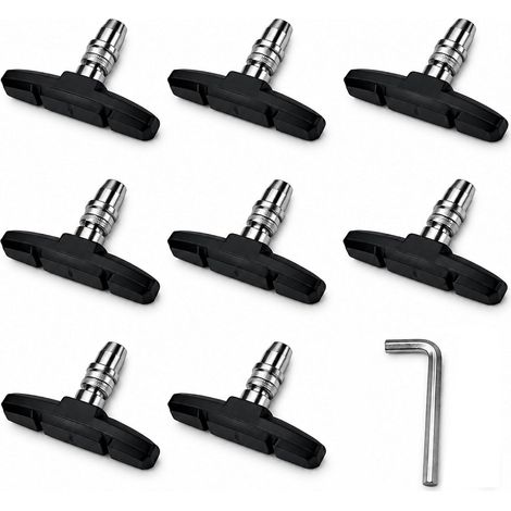 4 Paires Patin de Frein vélo, Plaquettes de Frein 70 mm avec Armature Métallique en Caoutchouc Noir, Patins de Remplacement Universels pour Système de Freinage sur Jante Vélo (1/5)