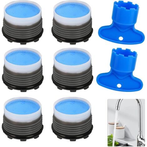 6-Piece Faucet Aerator Set, Universal M18.5 Faucet Aerators and 2 Wrenches, Faucet Aerator Nozzles, Water Saving Filter for Bathroom and Kitchen Replacement (1/5)