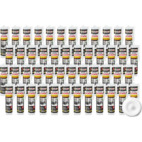 Neutralsilikon Naturstein Silikon Marmor Granit Sanitär Inn/Auß 48 x 300ml Weiss (1/5)