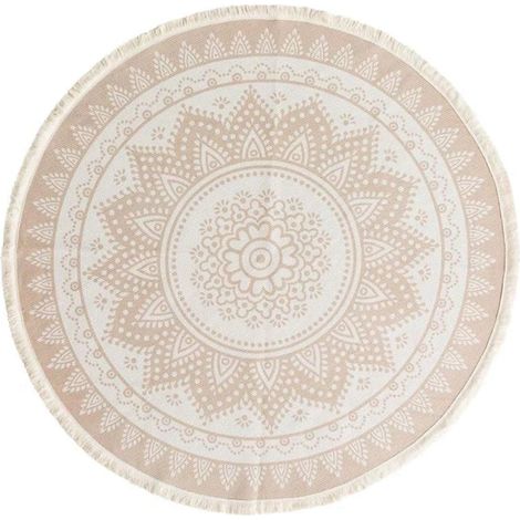 Runder handgewebter Baumwollteppich, Bohemian-Chic, Mandala-Muster, bedruckter Teppich, 120 x 120 cm, maschinenwaschbar, ideal für Wohnzimmer, Schlafzimmer (Farbe: D, Größe: 120 cm)