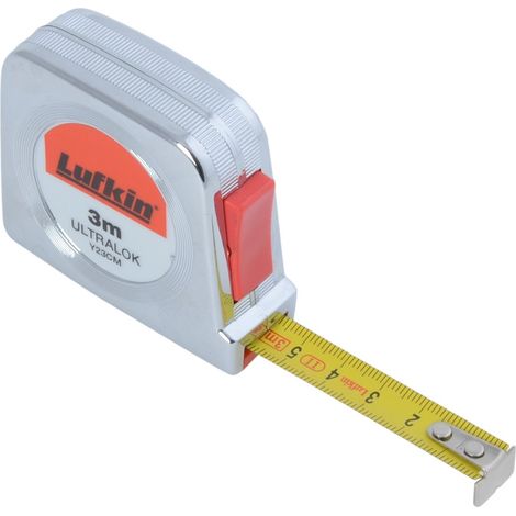 Lufkin Y23CM (T0060402304) 3m / 13mm Ultralok Metro a Nastro Potente, con Custodia in Plastica Cromata (1/4)