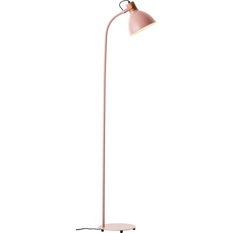 Brilliant Lampadaire Erena 1,5m rose clair métal/bois interrupteur au pied 1x A60, E27, 40 W, adapté à une lampe normale (non incluse) (1/5)