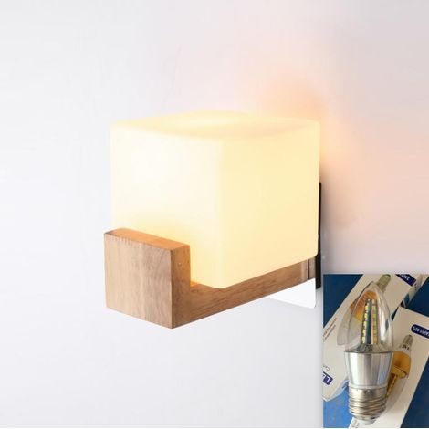 BOMCLAP Applique murale carrée créative en verre, culot E27, 3000K, parfaite pour une chambre, un bureau créatif, un salon, un balcon ou un escalier. (1/5)
