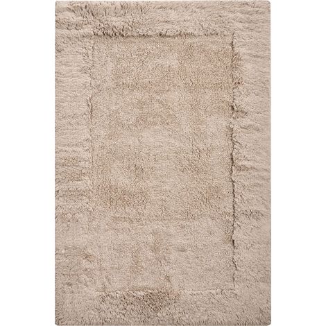 Tapis de Bain Moderne en Coton 60 x 90 cm Rectangulaire Accessoire Salle de Bain Marron Clair Babail