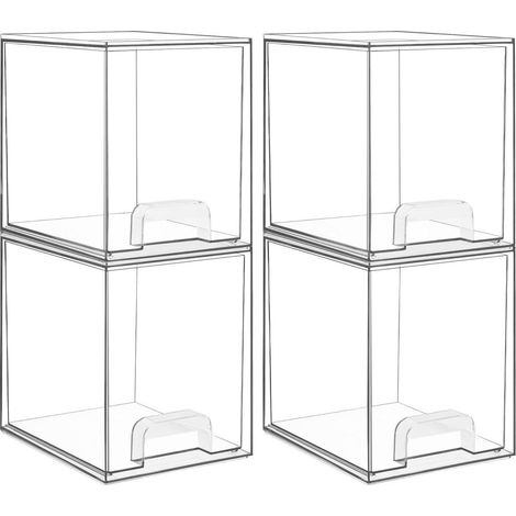 Stapelbare Schubladen-Organizer aus Acryl, 4er-Set, transparent, 19 cm hoch (1/5)