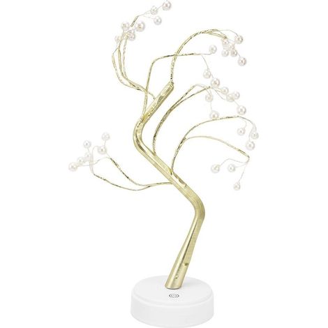 Lamp of table in shape of shaft to bonsai, adjustable, use safe, night light stable with wire of copper, cable USB for the home, Christmas, the desk, 36 L, beads hot (1/5)