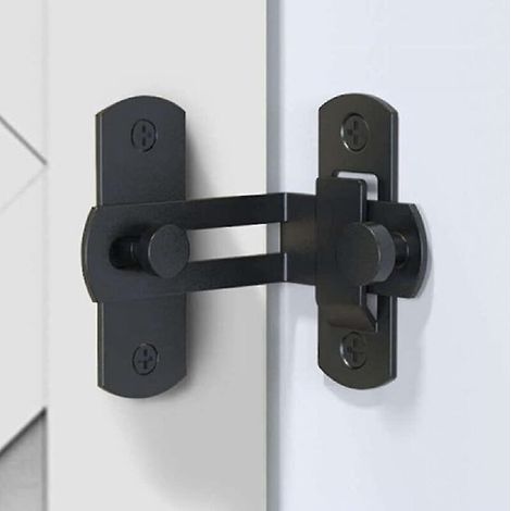 Verrou de porte à angle droit à 90 degrés, boucle de verrouillage, verrou de porte et de fenêtre, verrou de porte coulissante (noir) (1/5)