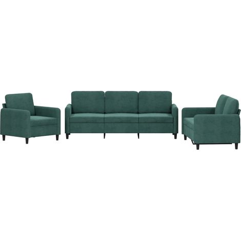 vidaXL Set di Divani 3 pz Verde Scuro in Velluto (1/5)