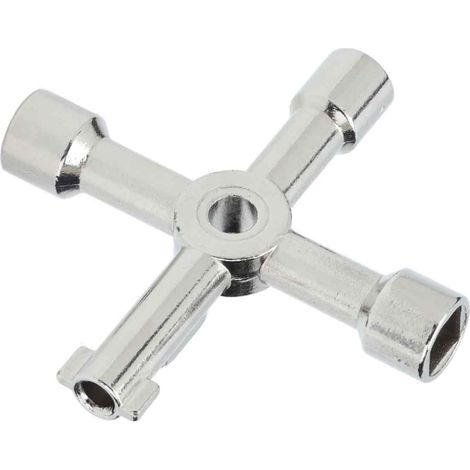 Clé Multifonctionnelle 4 en 1 - Clé à T en Alliage de Zinc - Pour Boîtier Compteur, Armoire, Porte d'Ascenseur, Robinet - 1 Pièce (1/5)