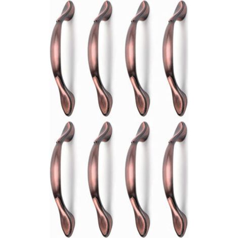 Poignées de meuble vintage arc en bronze rouge – Lot de 8, entraxe 96 mm, pour armoires et tiroirs (1/5)