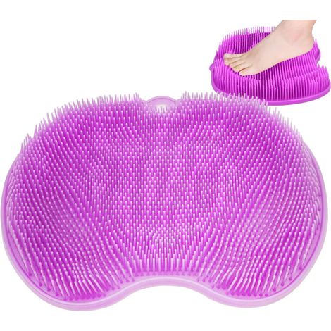 Shower Foot Scrubber,Foot Massage Mat Foot Washer Pad with Suction Cup for Shower Floor (Purple-Big)