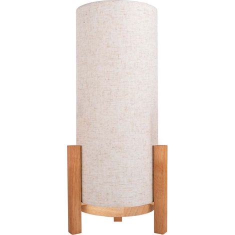 Tischleuchte Tischlampe Nachttischlampe Touchdimmer Textil Holz natur LED H 48cm