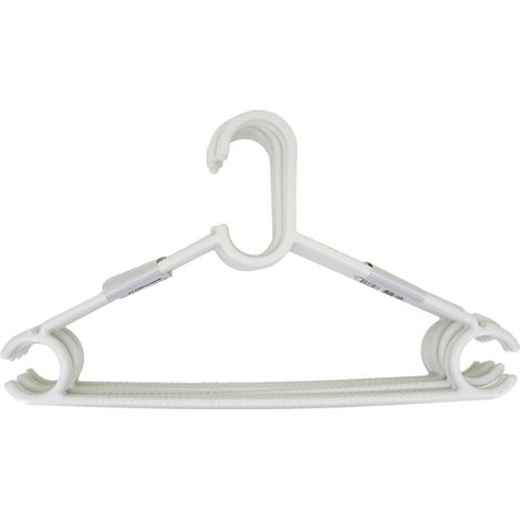 Pack 8 perchas de plastico organizador con barra pantalon  Blanco
