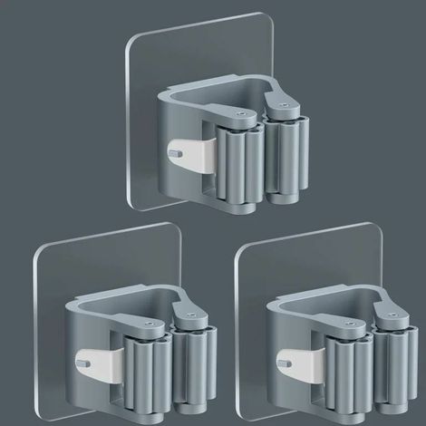 SHINING HOUSE piezas de soporte para escobas, soporte autoadhesivo para fregona, sin perforaciones, soporte de pared para cocina, baño, garaje, jardín, estante de almacenamiento, organización Carivent (1/5)