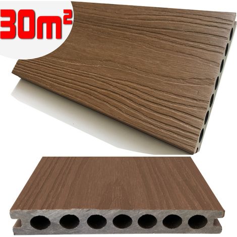 Listone WPC 3D SUPRAM HD 30m² co-estruso per pavimentazione decking colore Teak effetto legno 138x2200mm spessore 22mm (1/5)
