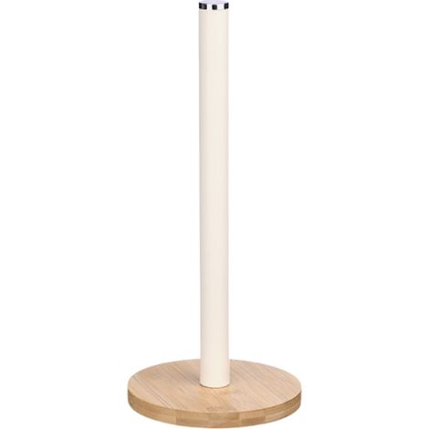 Soporte para toallas de papel color crema con base de bambú (1/5)