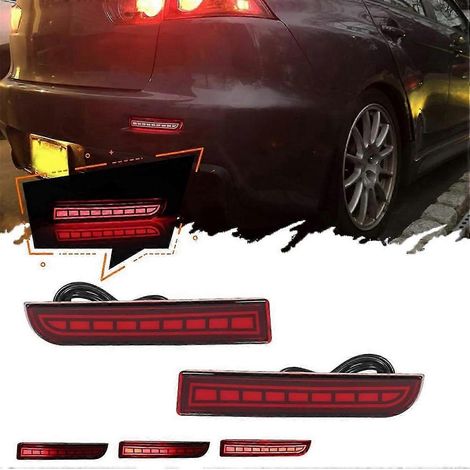 Reflector de parachoques trasero, luces de freno, intermitentes secuenciales para Mitsubishi Lancer 2008-2017 Evol.