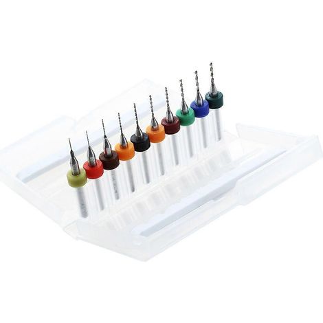 Boîte de 10 forets de petit diamètre (0,3-1,2 mm) pour circuits imprimés. (1/4)