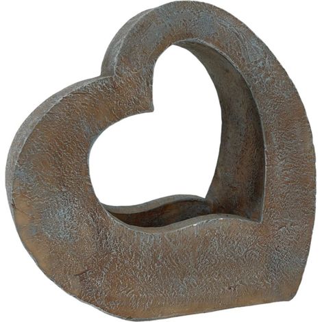 Pflanzherz grau 29 x 14 x 30 cm Dekofigur