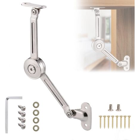 Nannigr 1 Pièces Ascenseur réglable d'alliage de Zinc, avec Vis et Clé Allen, Nickel Satiné,charnière de support, pour porte de placard, boîtes de rangement en bois, cuisine, meuble, porte (1/5)