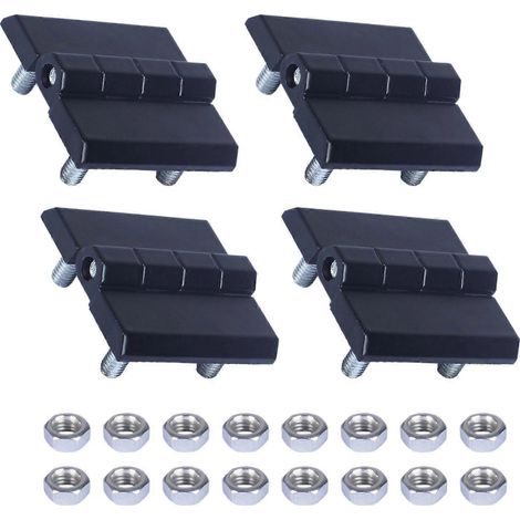 Charnières robustes noires pour abattants de placard 40 x 40 mm en alliage de zinc avec boulons et écrous, lot de 4 (1/5)