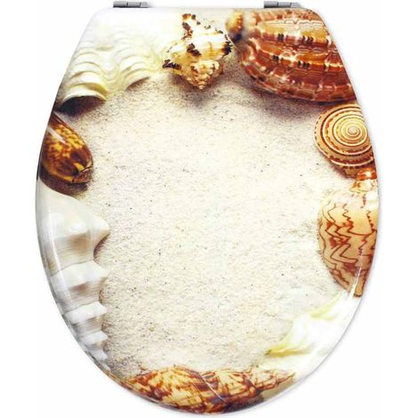 Copriwater universale in legno MDF serigrafato tavoletta da bagno wc con stampa cerniere in acciaio inox resistente 52896 Spiaggia (1/2)