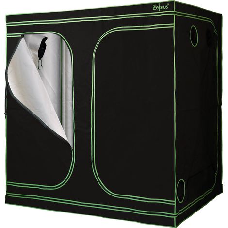 Zelsius – Tente de culture indoor 240 x 120 x 200 cm – Matériau PEVA noir – Intérieur argent très réfléchissant – Montage sans outils