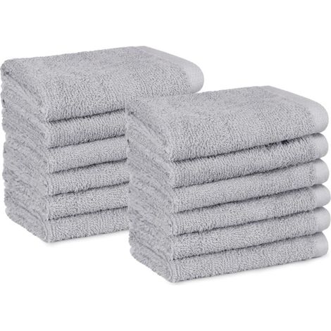 Amazon Basics Lot de 12 Gants de Toilette - 100% Coton, Séchage Rapide, Très Absorbants - Pour Usage Quotidien - 30 x 30 cm, Gris (1/5)