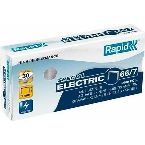 Rapid punti metallici strong elettrici 66/7 zincati - scatola da 5000-. (1/2)