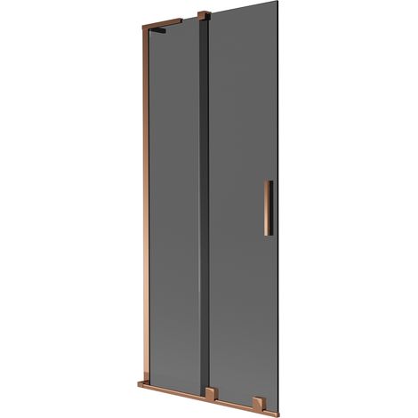 Mexen Velar L Badewannenabtrennung 2-flügelig verschiebbar 80 x 150 cm, Graphit, Roségold - 896-080-003-41-60 (1/5)
