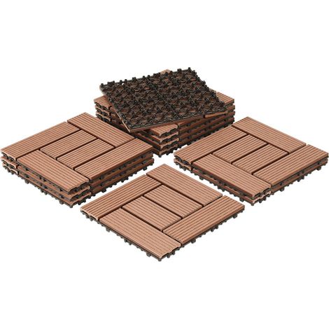Wolketon WPC-Fliesen Terrassenfliesen 30x30cm Fliesenset Klicksystem 44er Set