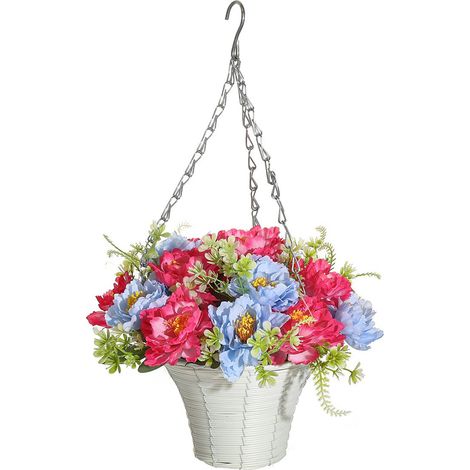 Hängender künstlicher Blumenkranz im Korb, bunter Metalltopf, Heimdekoration (Stil 4) (1/5)