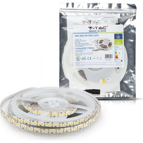 V-TAC STRISCIA LED 3528 MONOCOLORE 204 LED/METRO - BOBINA DA 5 METRI - SKU 2461 / 2462 / 2463 - Colore Luce: Bianco Caldo (1/10)