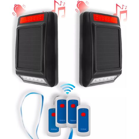 Alerte panique performance autonome sans-fil 900m longue distance 4 boutons / 2 sirènes extérieures (DA600+) (1/5)